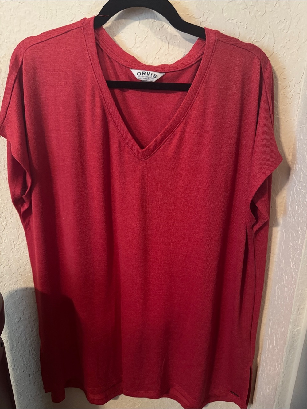 V-Neck Cap Sleeve Top - Red